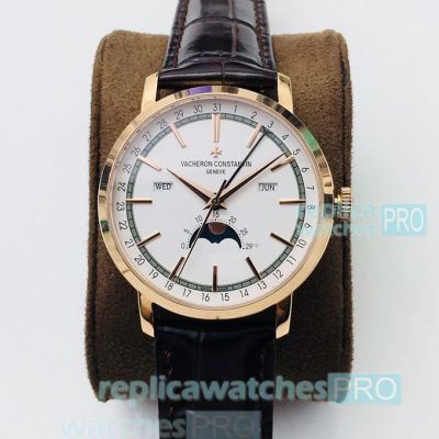 Swiss Replica Vacheron Constantin Traditionnelle Rose Gold Watch 41MM